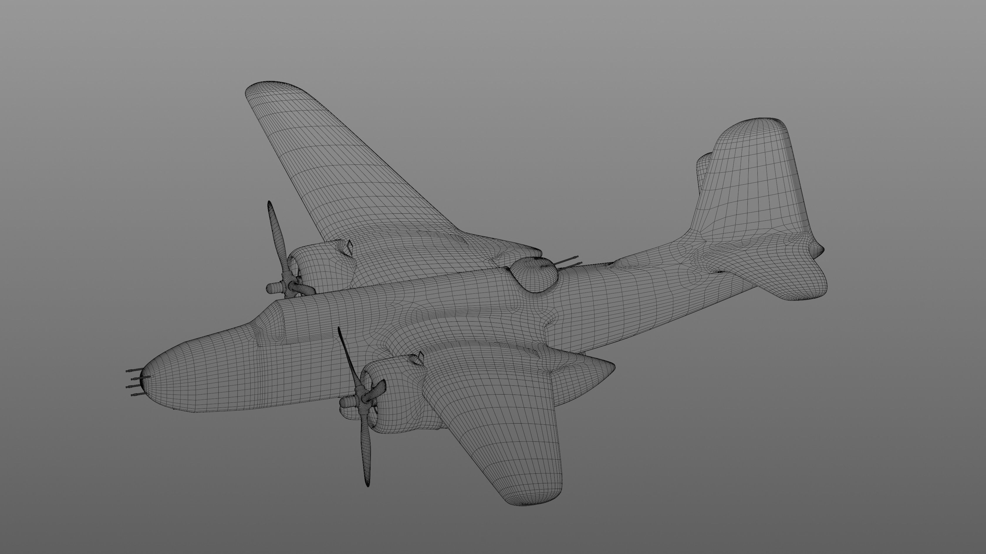Simple A-20 Boston Douglas DB-7 Havoc bomber in the Soviet army 3D model_3