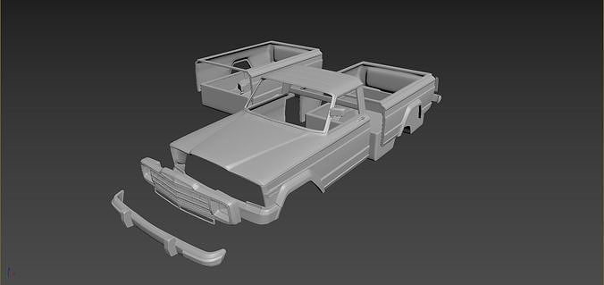 Jeep J10 1986 Body For Print 3D print model 7