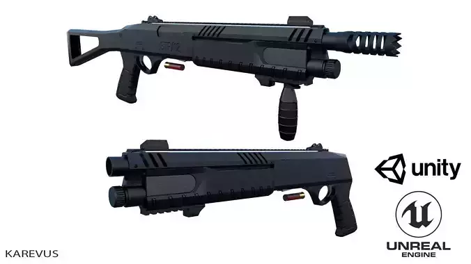 SHOTGUN STF 12  Low-poly 3D model