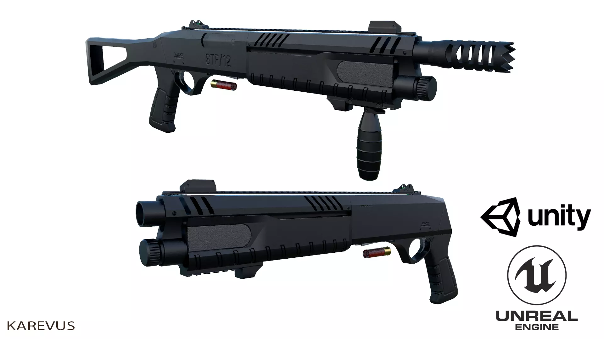 SHOTGUN STF 12 Low-poly 3D model_0