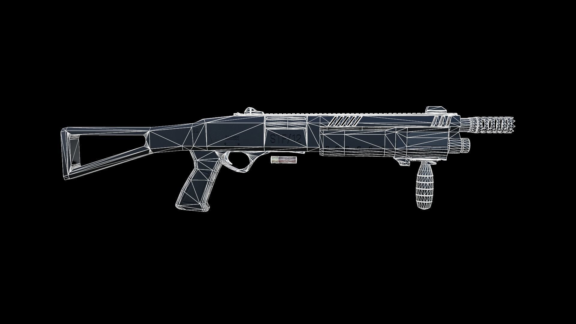 SHOTGUN STF 12 Low-poly 3D model_14