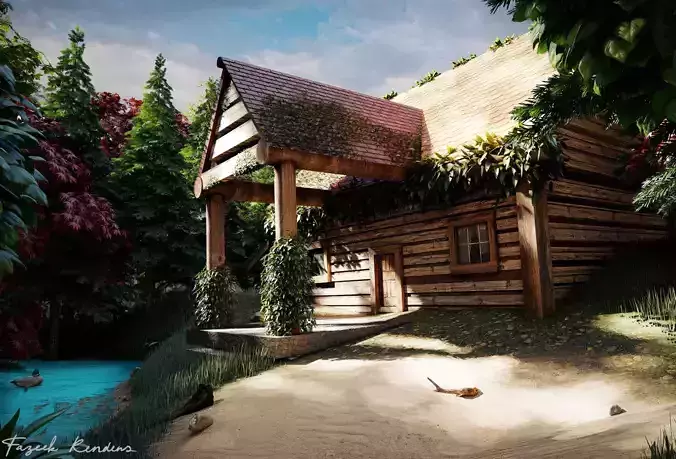 Salt Water Hut Low-poly 3D model