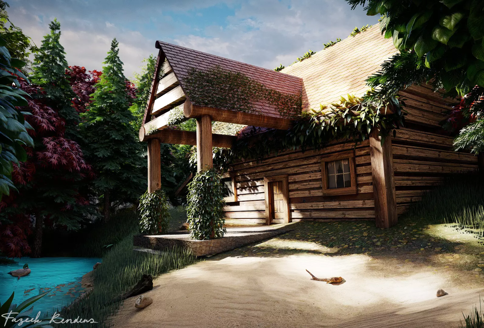 Salt Water Hut Low-poly 3D model_0