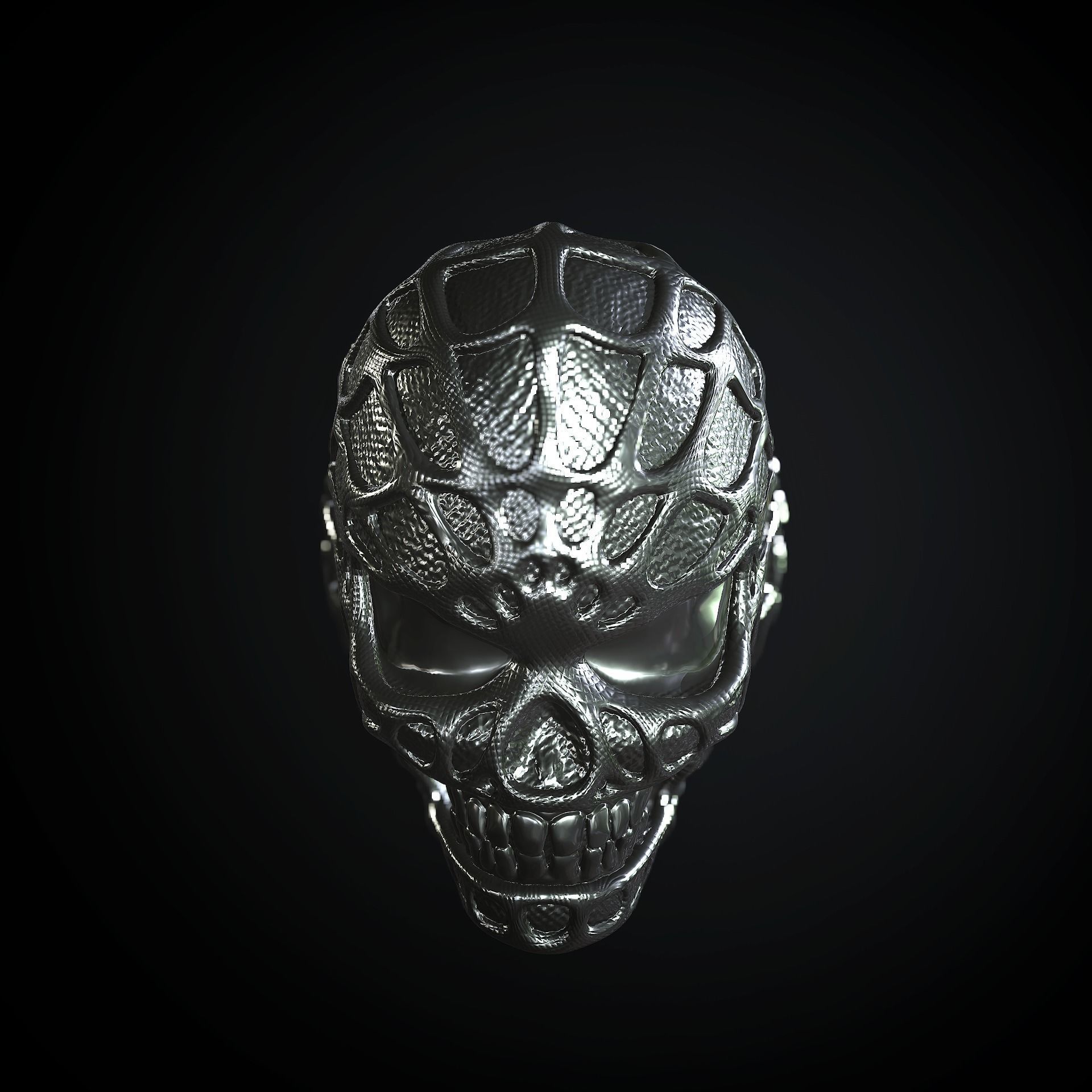 Stylized Skull Ring Spider Man type 3D print model_10