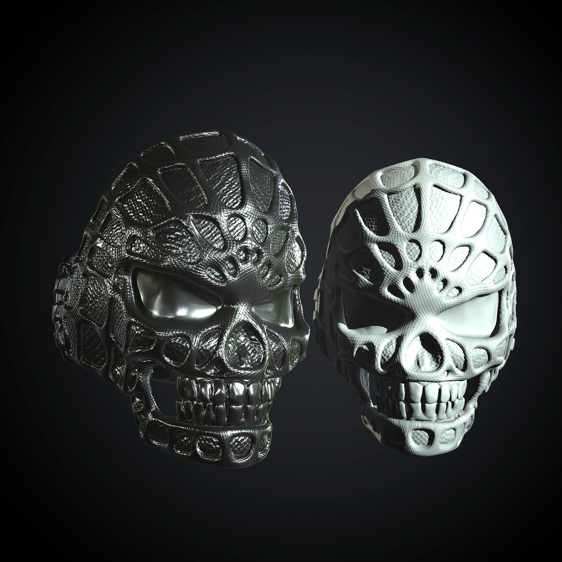 Stylized Skull Ring Spider Man type 3D print model_11