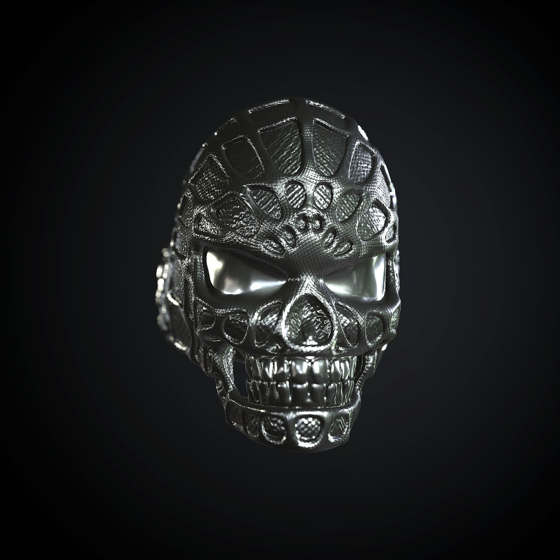 Stylized Skull Ring Spider Man type 3D print model_6