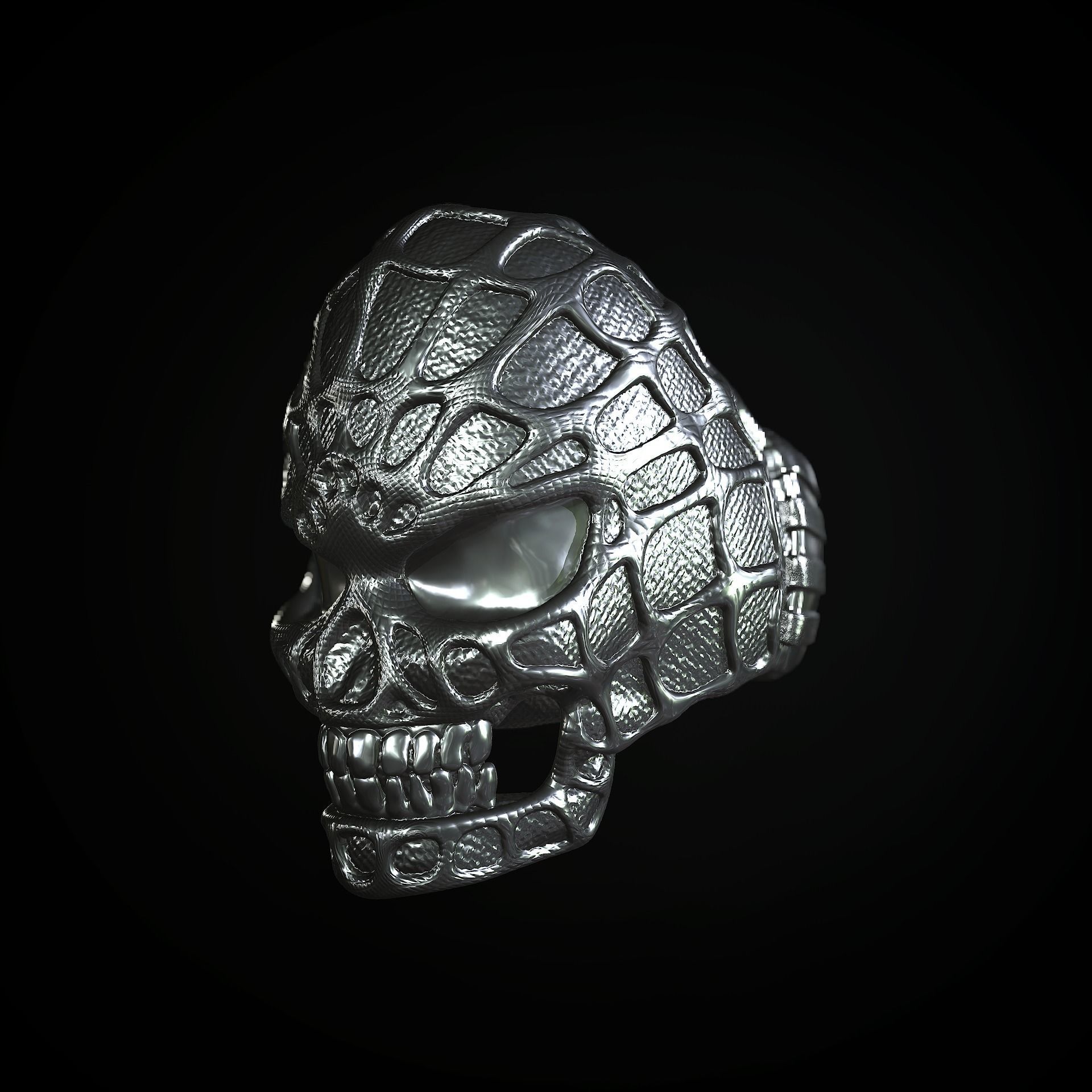 Stylized Skull Ring Spider Man type 3D print model_5
