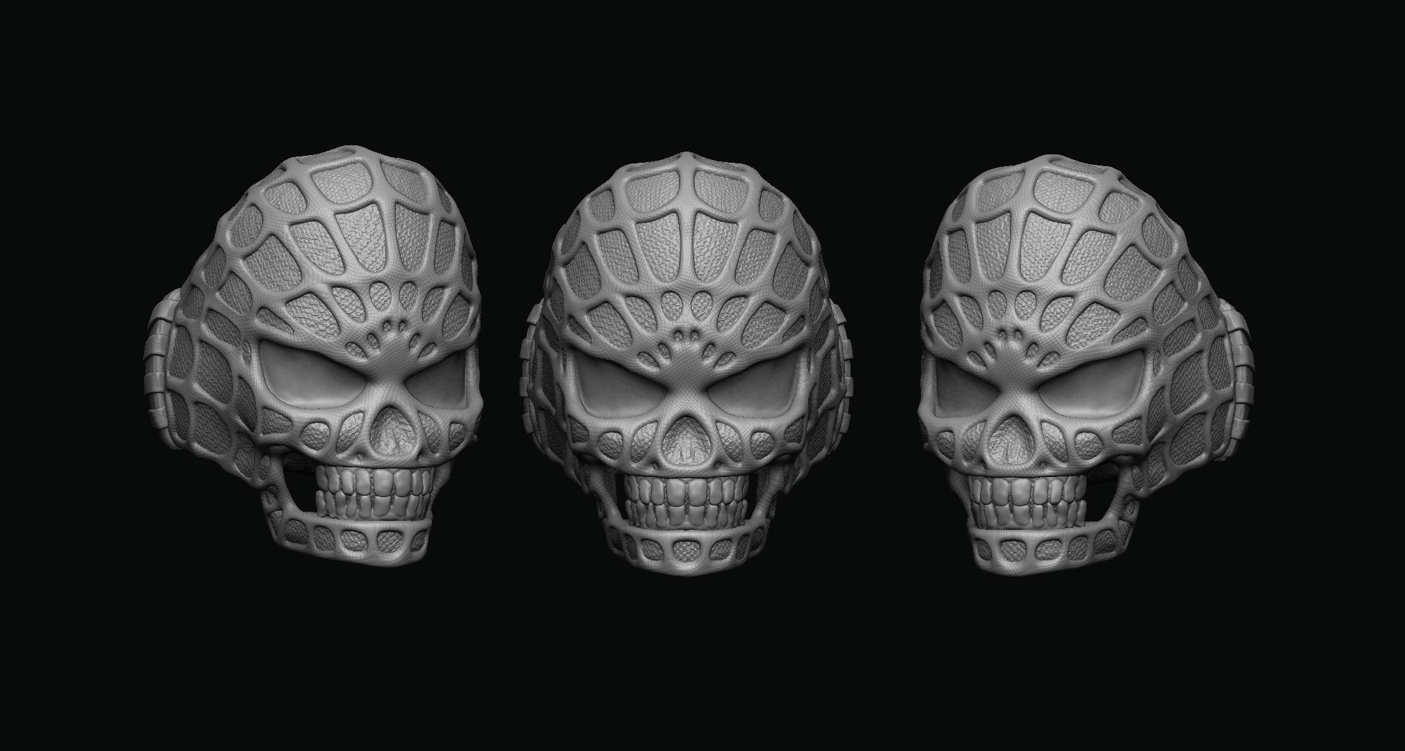 Stylized Skull Ring Spider Man type 3D print model_3