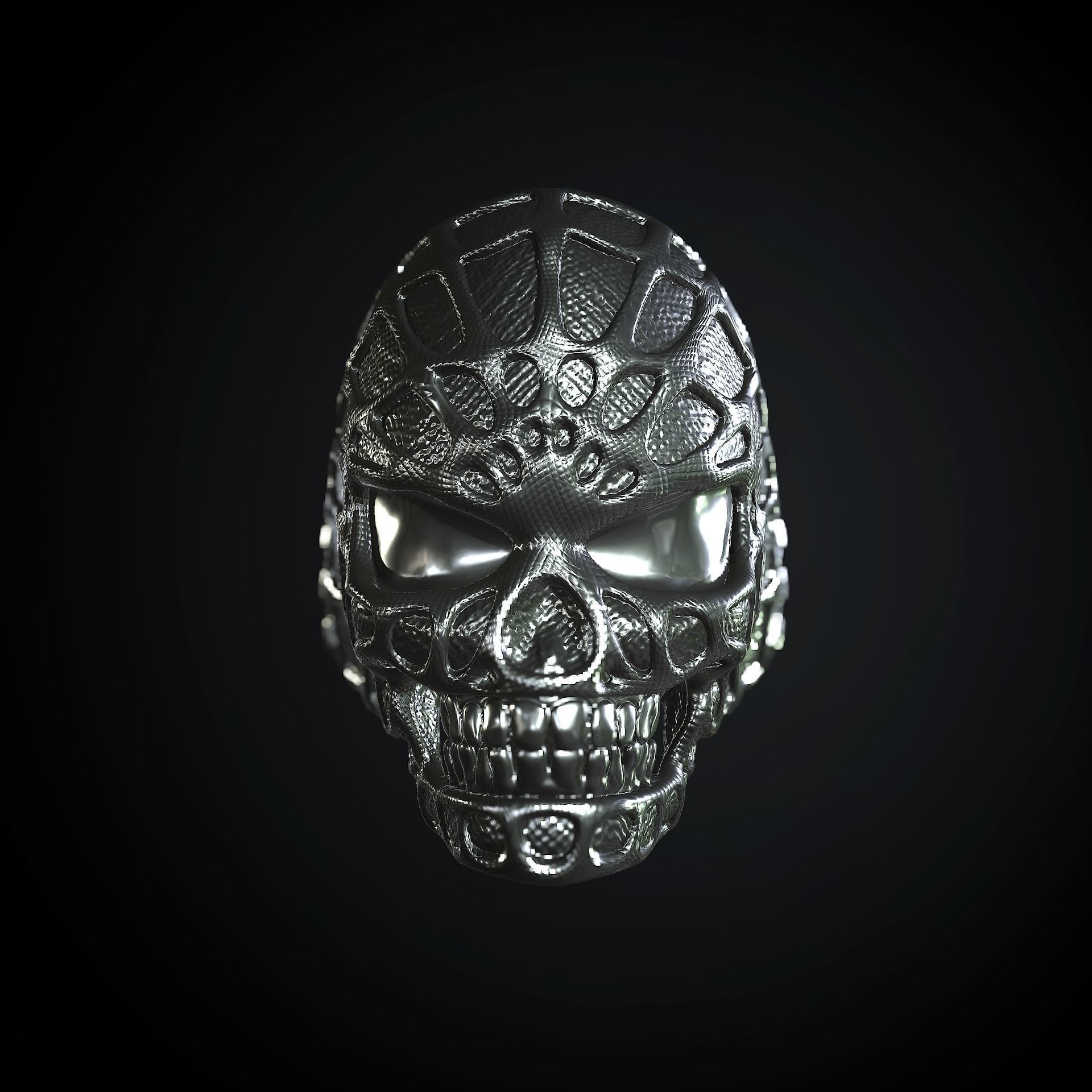 Stylized Skull Ring Spider Man type 3D print model_4