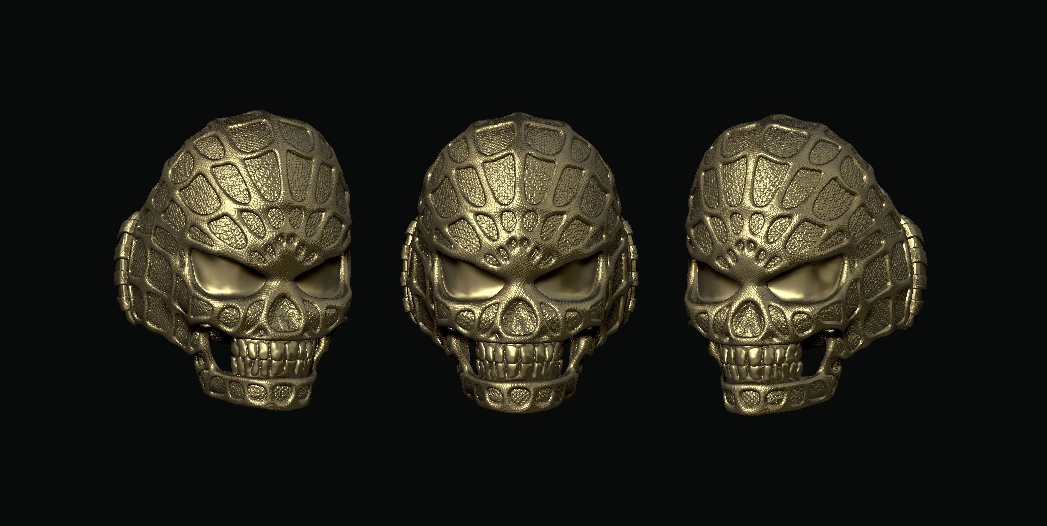 Stylized Skull Ring Spider Man type 3D print model_12