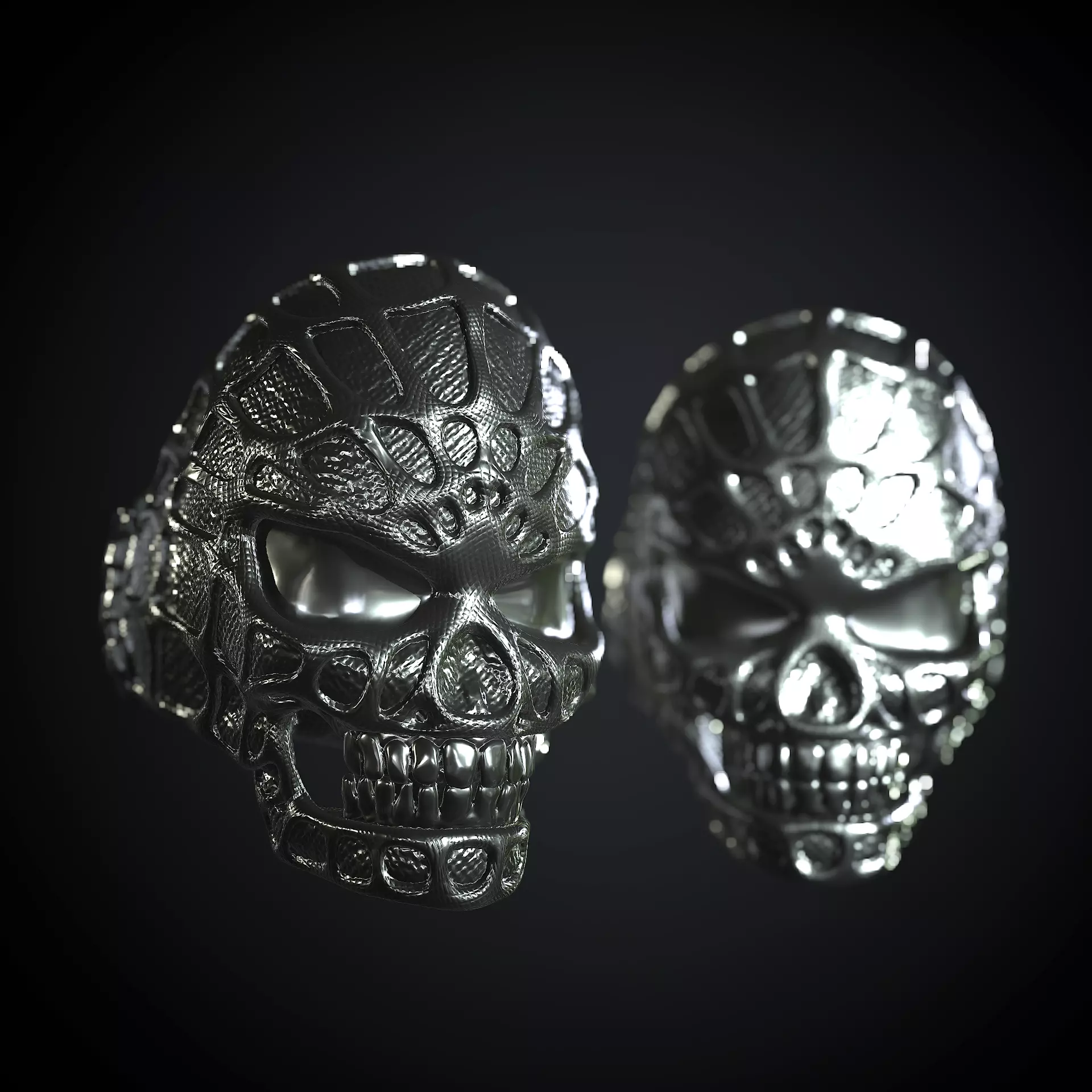 Stylized Skull Ring Spider Man type 3D print model_0