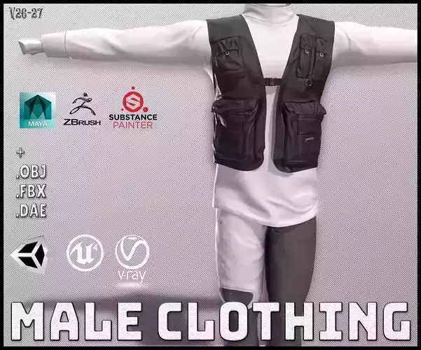 Male Clothing Low-poly 3D model