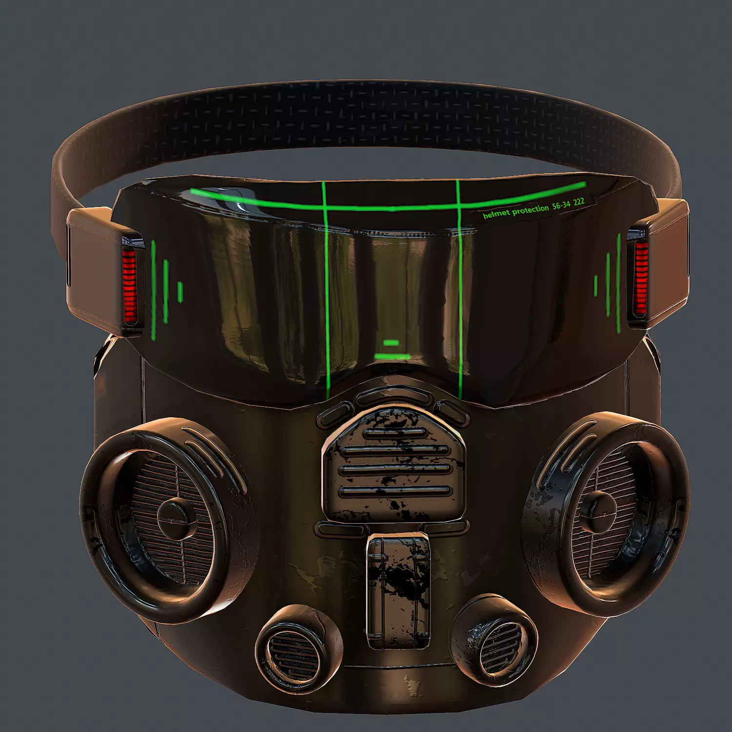 Gas mask helmet 3d model scifi Low-poly  Low-poly 3D model_0