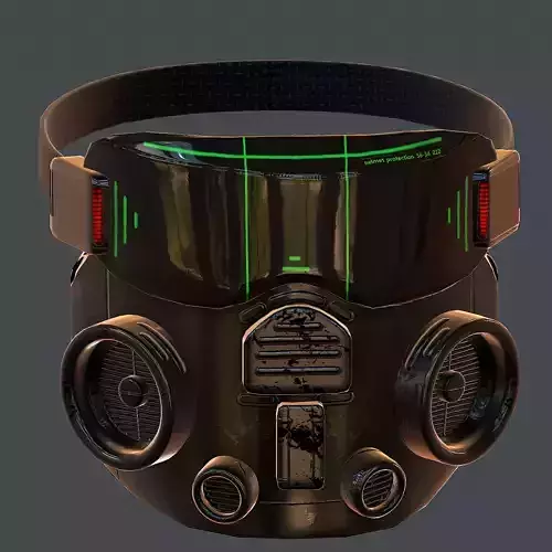 Gas mask helmet 3d model scifi Low-poly 