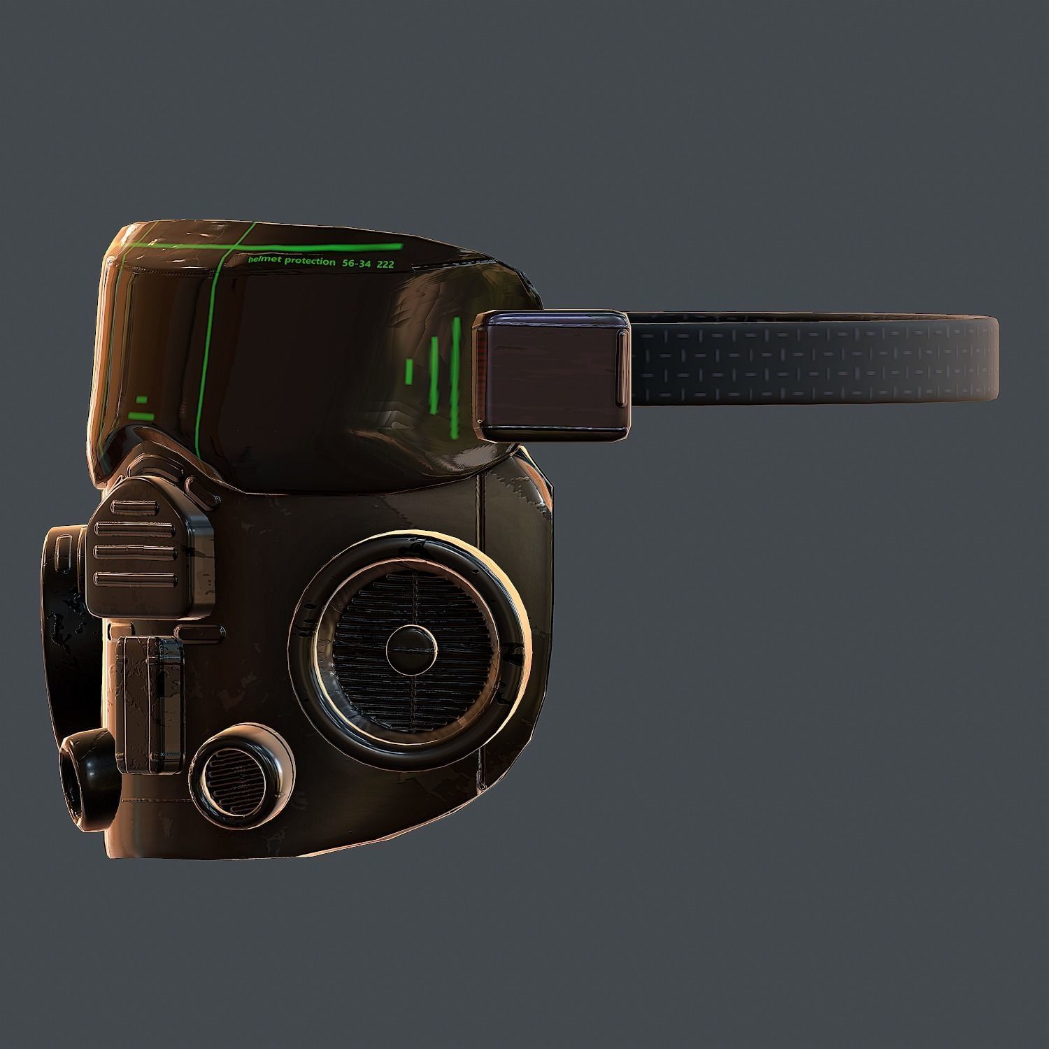 Gas mask helmet 3d model scifi Low-poly  Low-poly 3D model_7