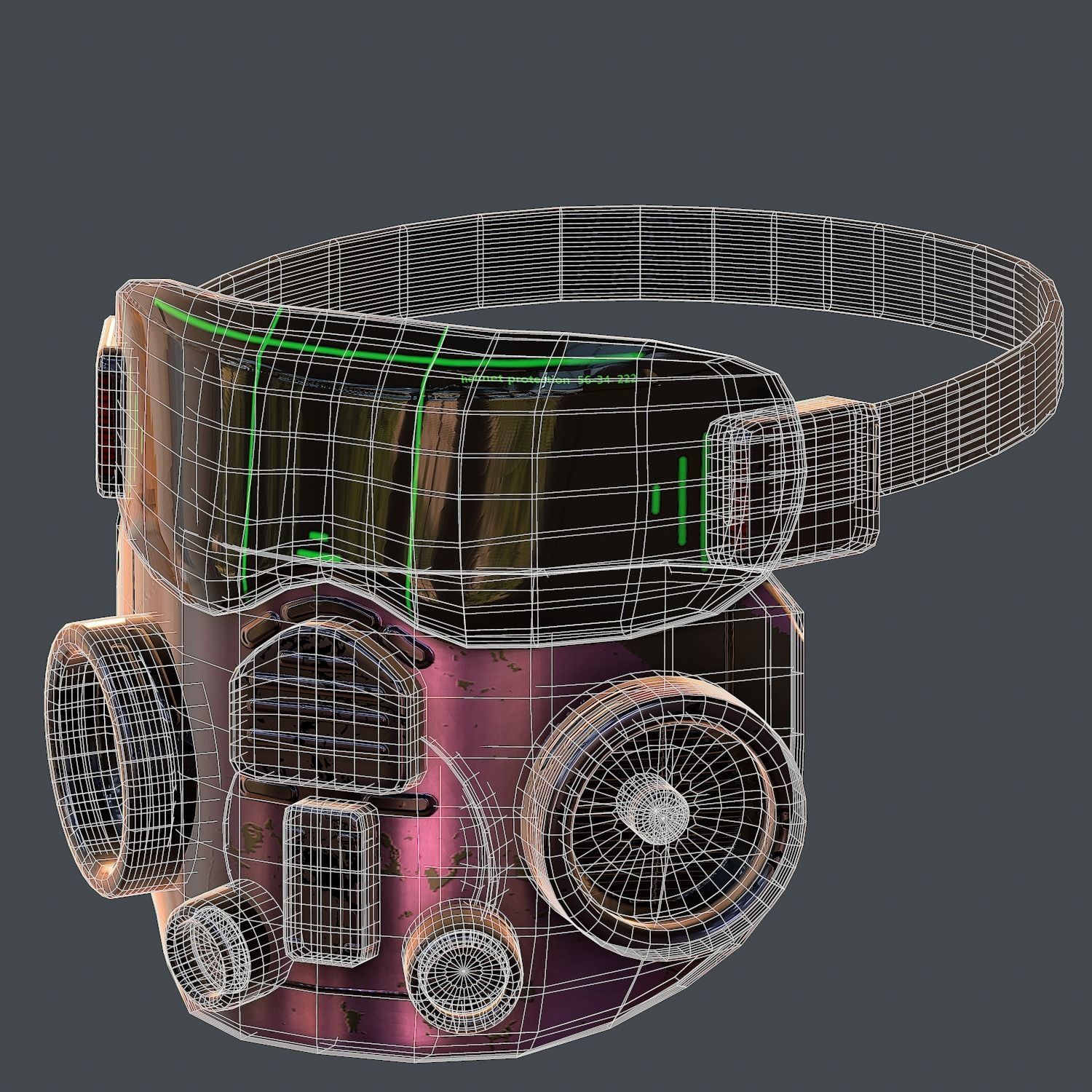 Gas mask helmet 3d model scifi Low-poly  Low-poly 3D model_12