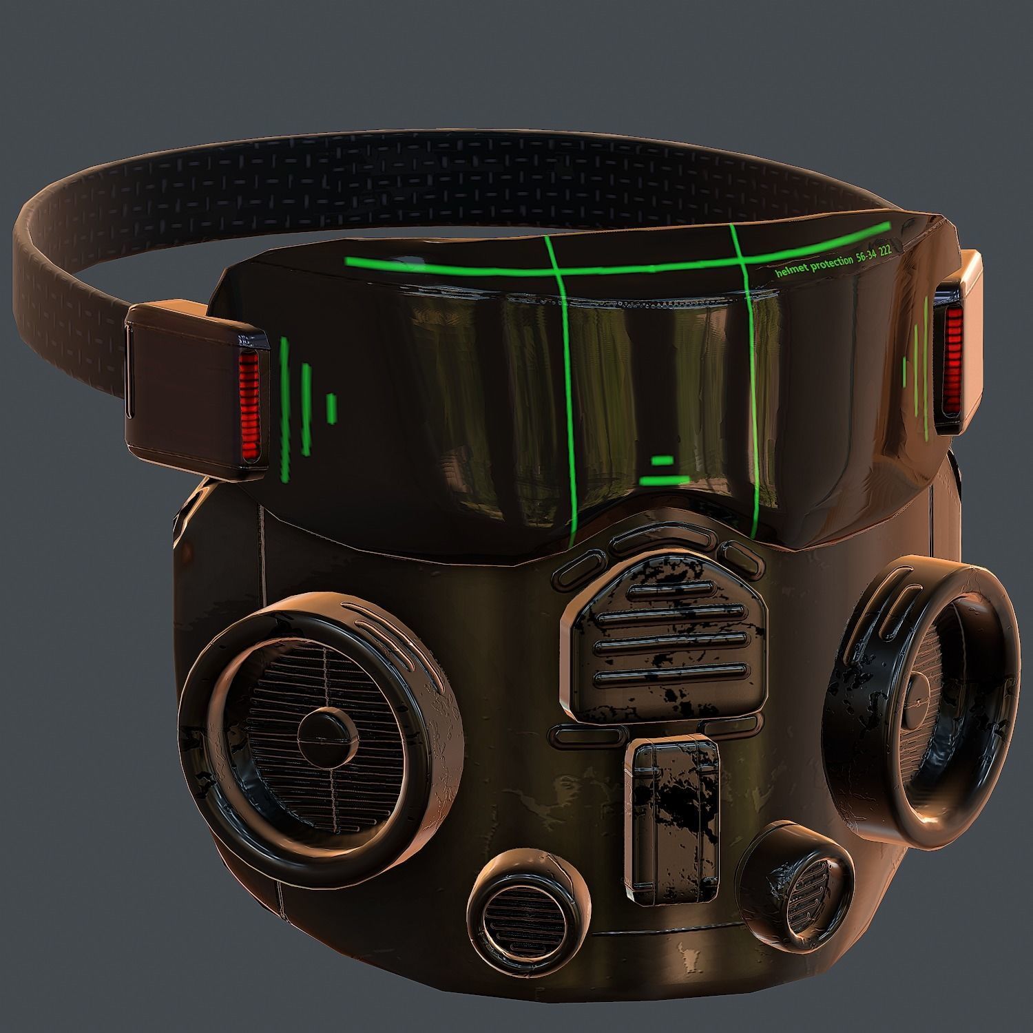 Gas mask helmet 3d model scifi Low-poly  Low-poly 3D model_4