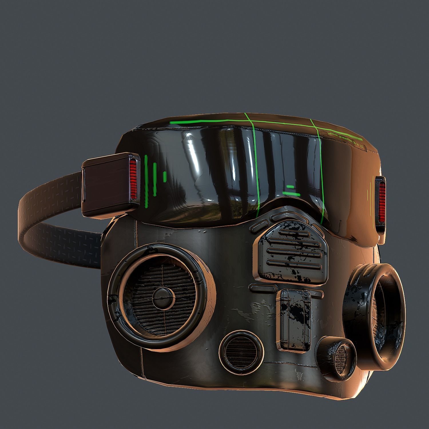 Gas mask helmet 3d model scifi Low-poly  Low-poly 3D model_2