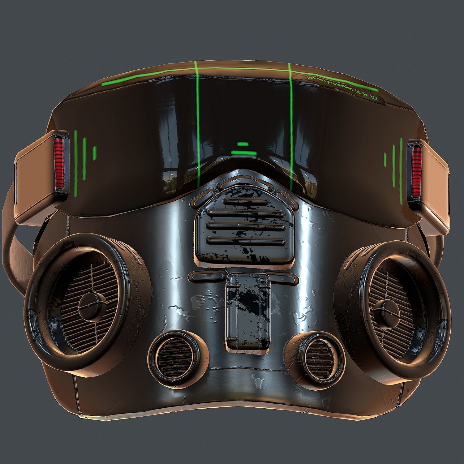 Gas mask helmet 3d model scifi Low-poly  Low-poly 3D model_3