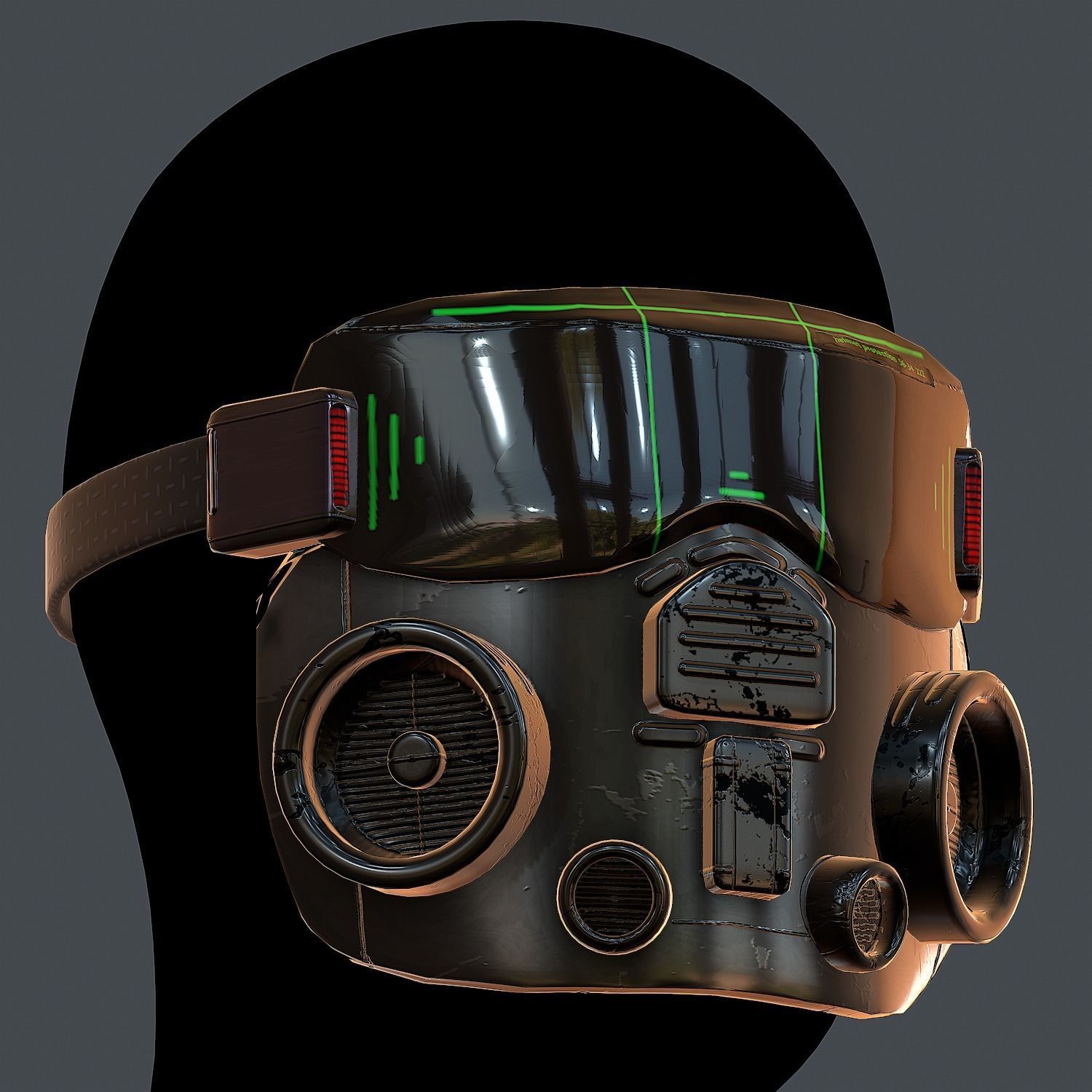 Gas mask helmet 3d model scifi Low-poly  Low-poly 3D model_1