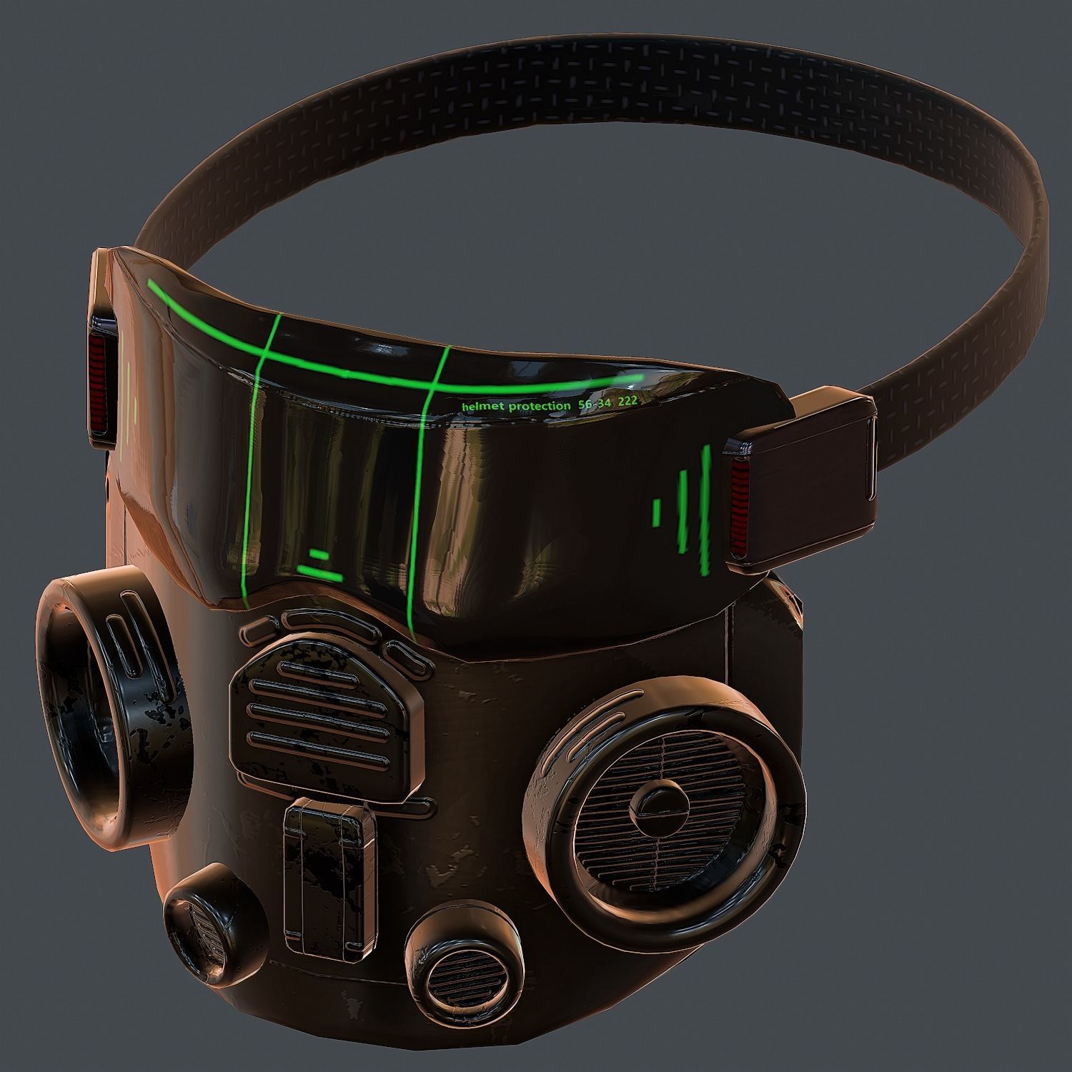 Gas mask helmet 3d model scifi Low-poly  Low-poly 3D model_10