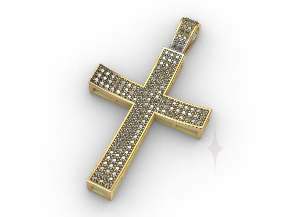 DIAMOND CROSS MEN PENDANT NECKLACE ICE STYLE 3D print model 3D print model_1