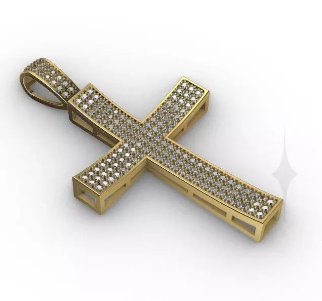DIAMOND CROSS MEN PENDANT NECKLACE ICE STYLE 3D print model 3D print model_0