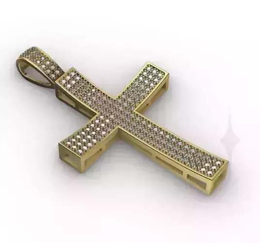 DIAMOND CROSS MEN PENDANT NECKLACE ICE STYLE 3D print model