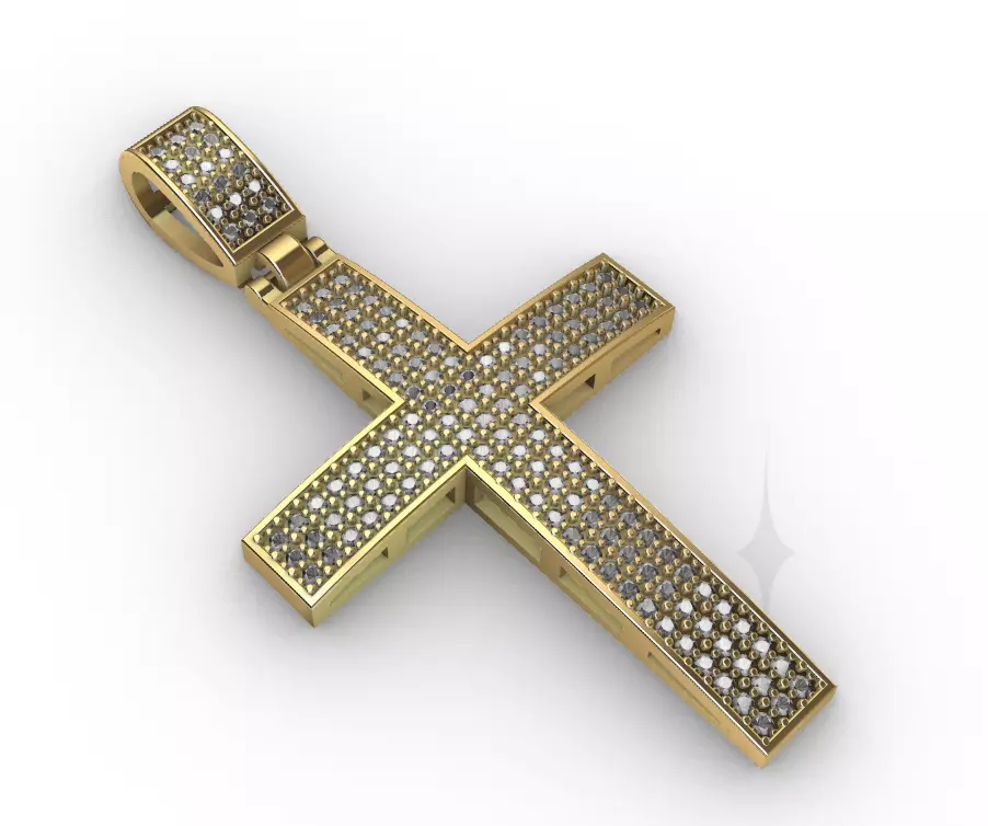 DIAMOND CROSS MEN PENDANT NECKLACE 3D print model 3D print model_0