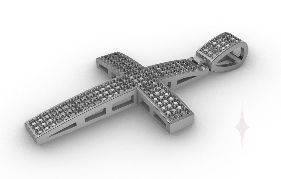 DIAMOND CROSS MEN PENDANT NECKLACE 3D print model 3D print model_2