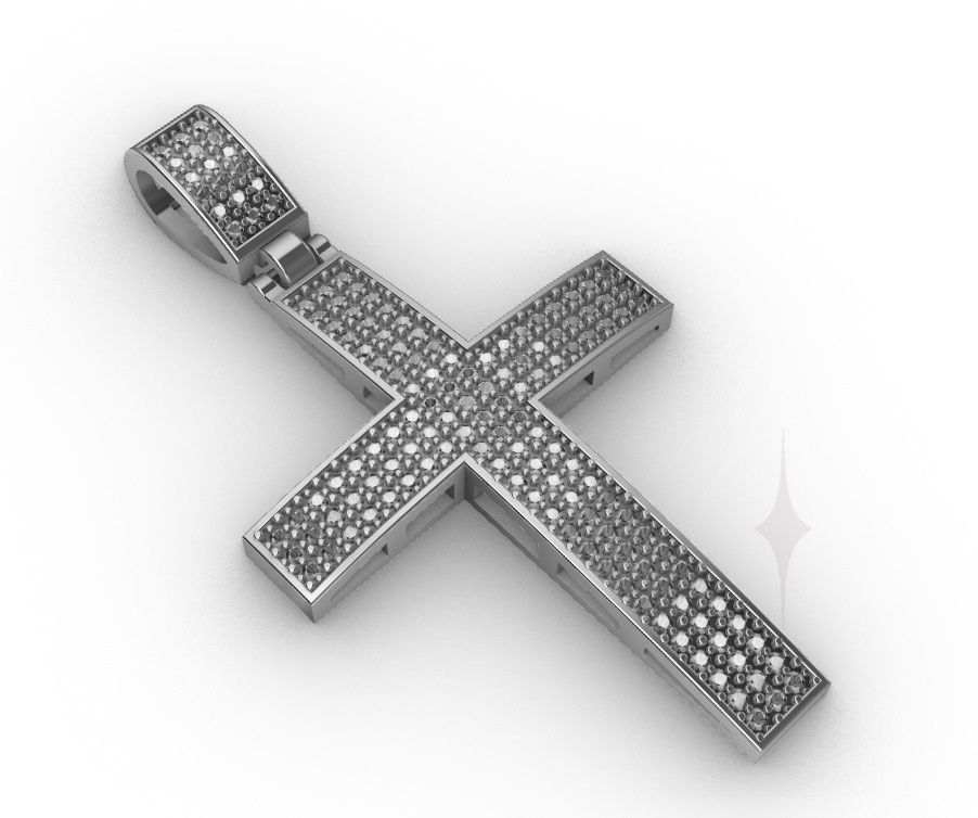 DIAMOND CROSS MEN PENDANT NECKLACE 3D print model 3D print model_1