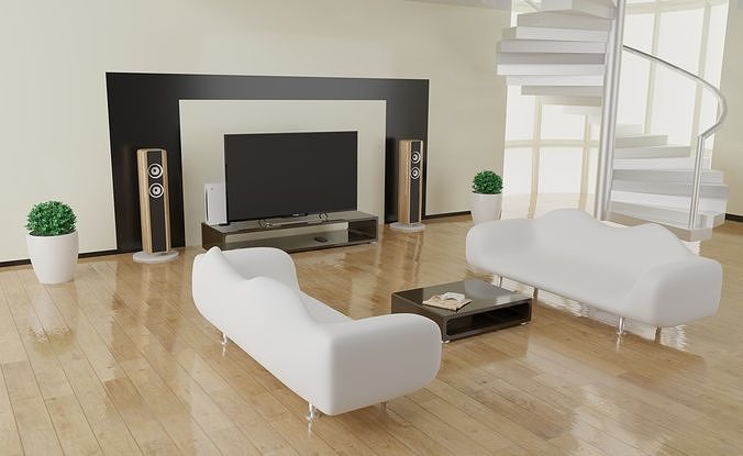 Interior white room 3D model