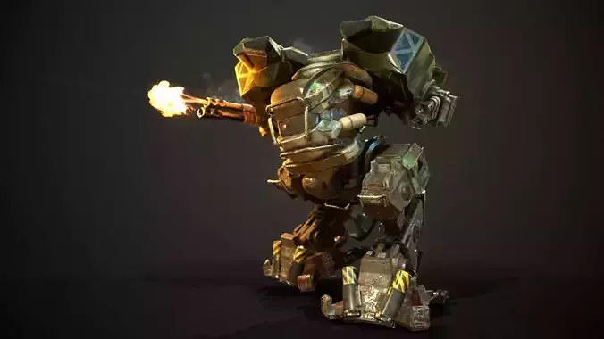 Rigged Battle Mech PBR Game Ready Low Poly
