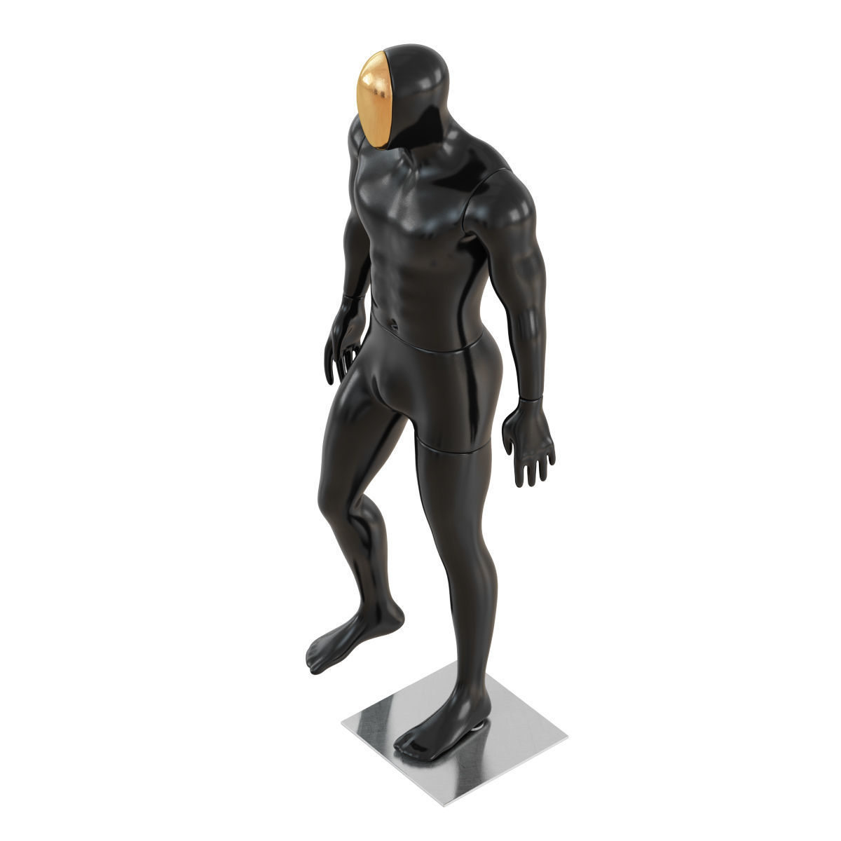 Male mannequin with golden face 70 3D model_2