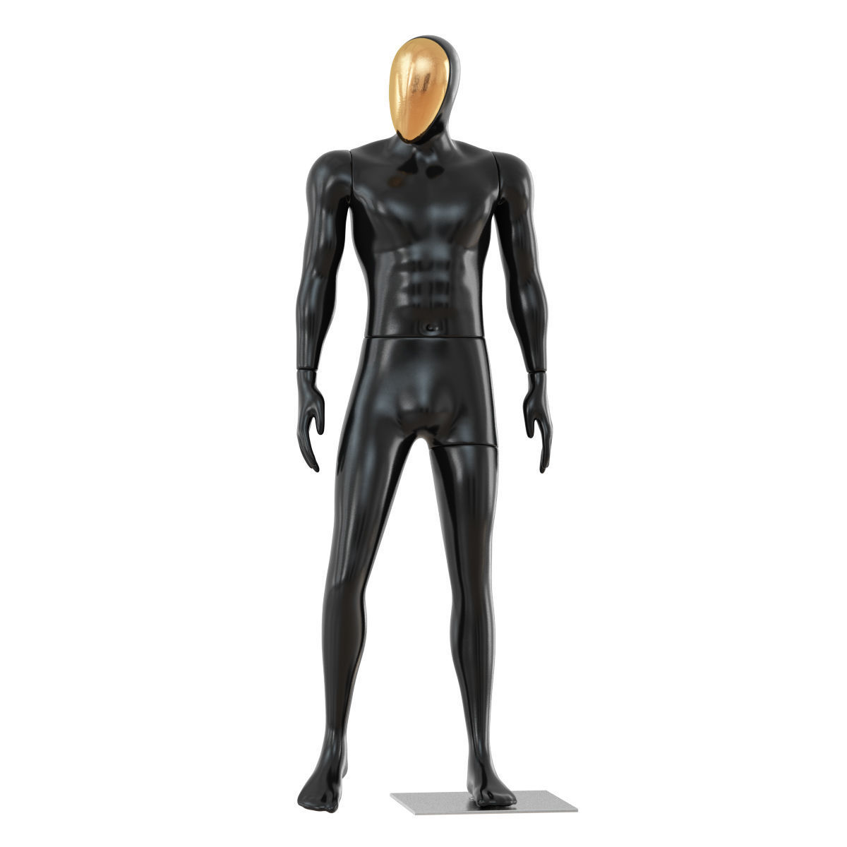Male mannequin with golden face 70 3D model_1