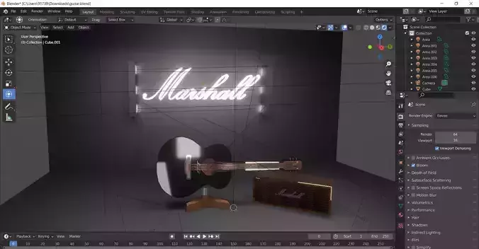 GUITAR marshall and box 3D model