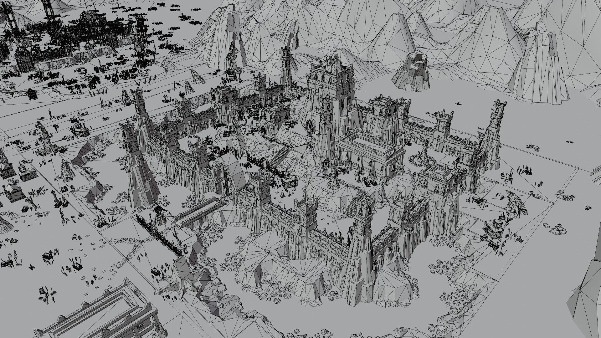 Low Poly Map medieval castle Low-poly 3D model_10