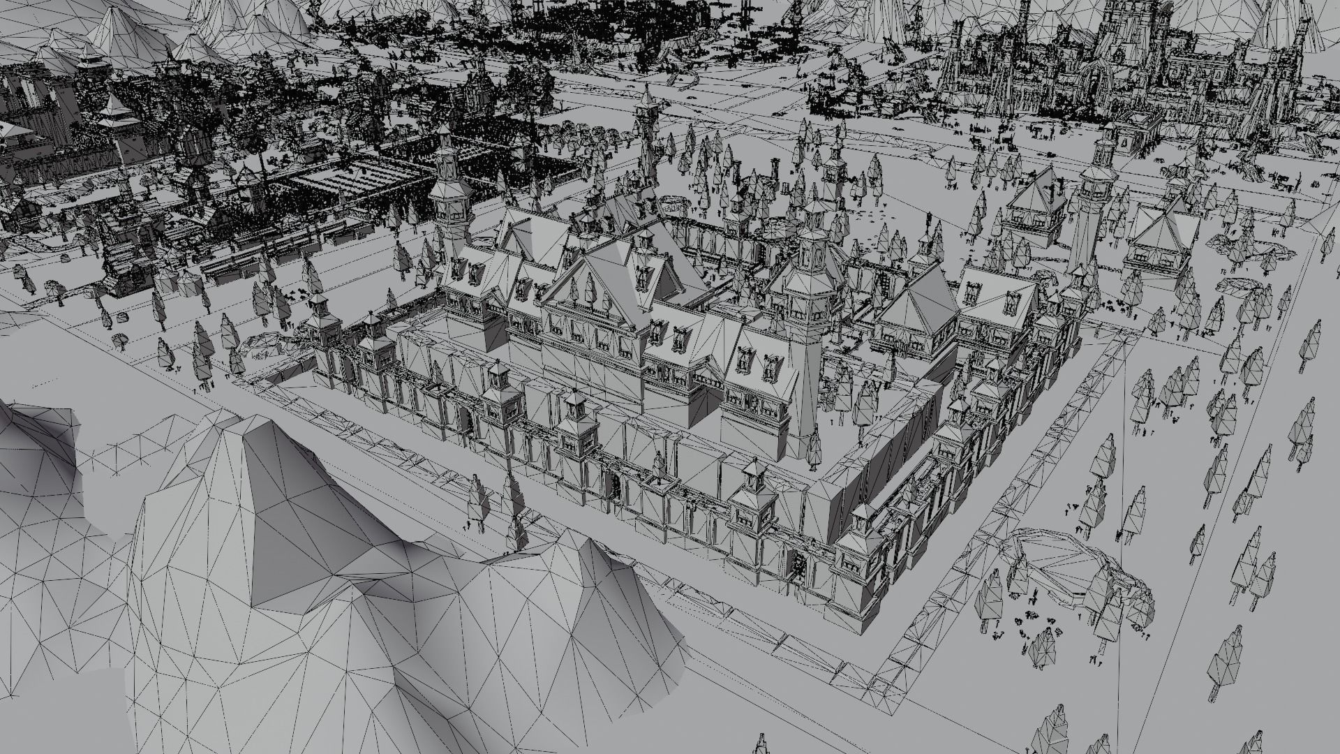 Low Poly Map medieval castle Low-poly 3D model_8