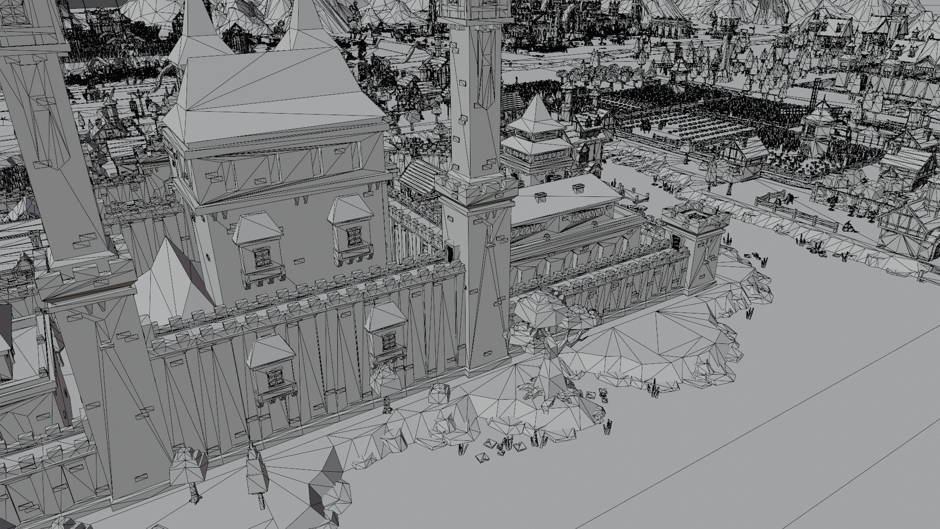 Low Poly Map medieval castle Low-poly 3D model_9