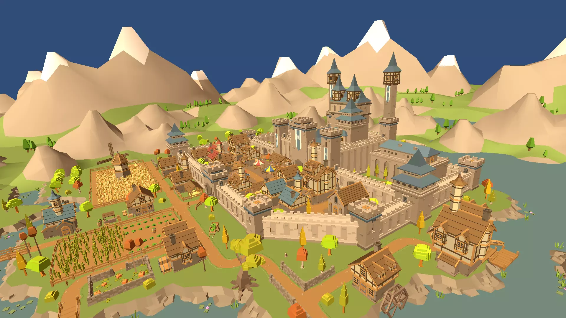Low Poly Map medieval castle Low-poly 3D model_0