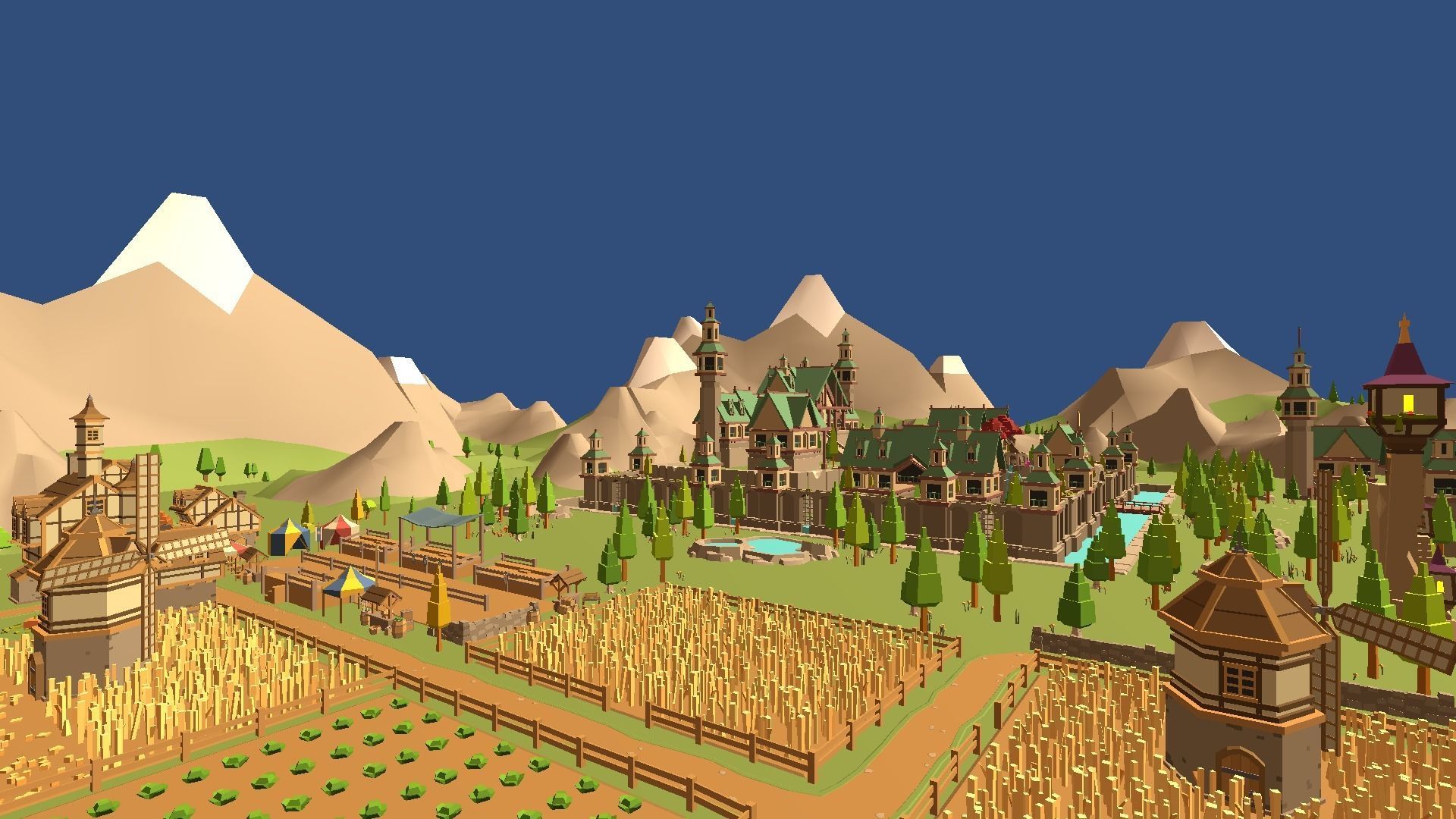 Low Poly Map medieval castle Low-poly 3D model_1
