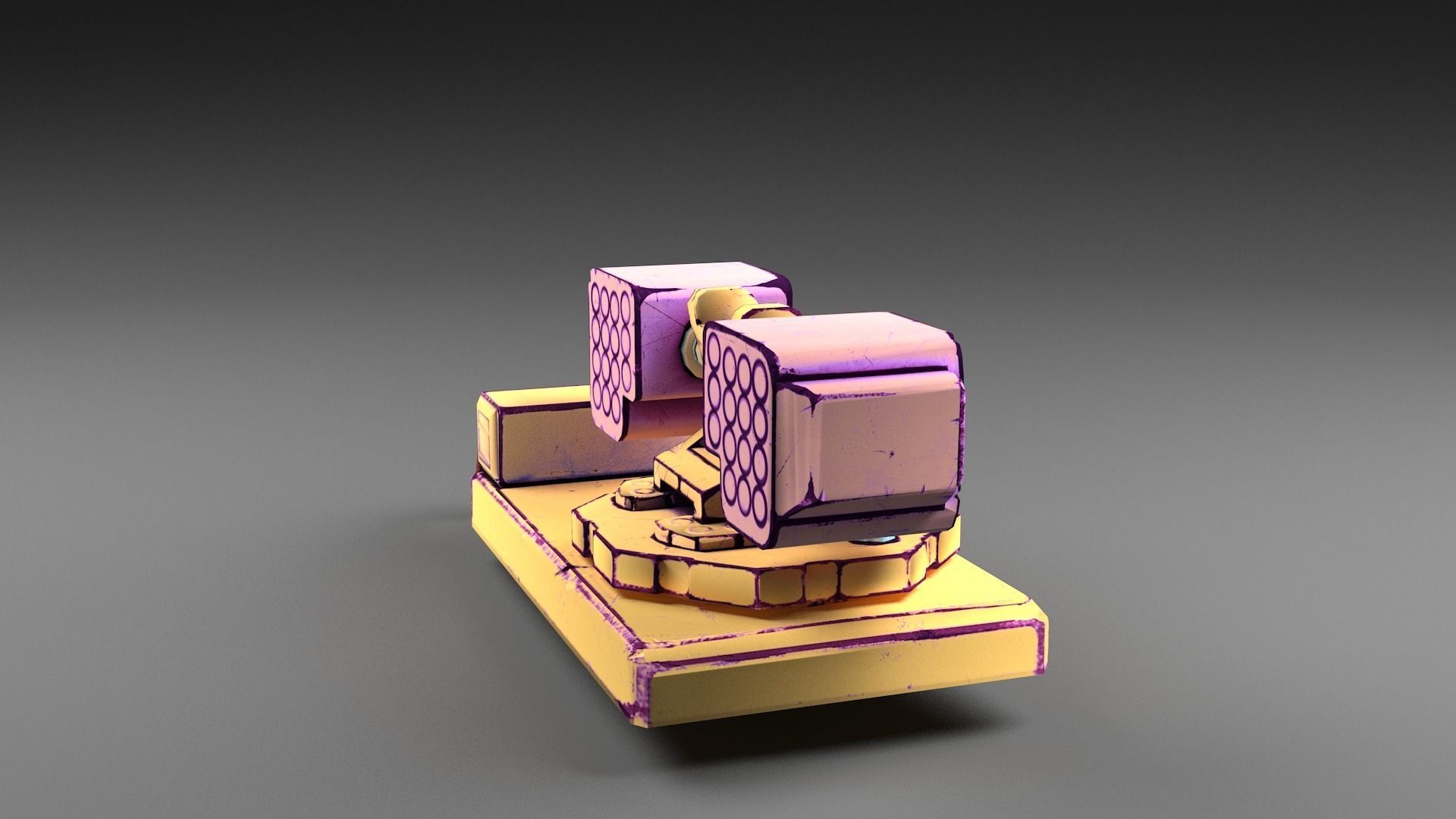 Cartoon flare-gun turret Low-poly 3D model_5