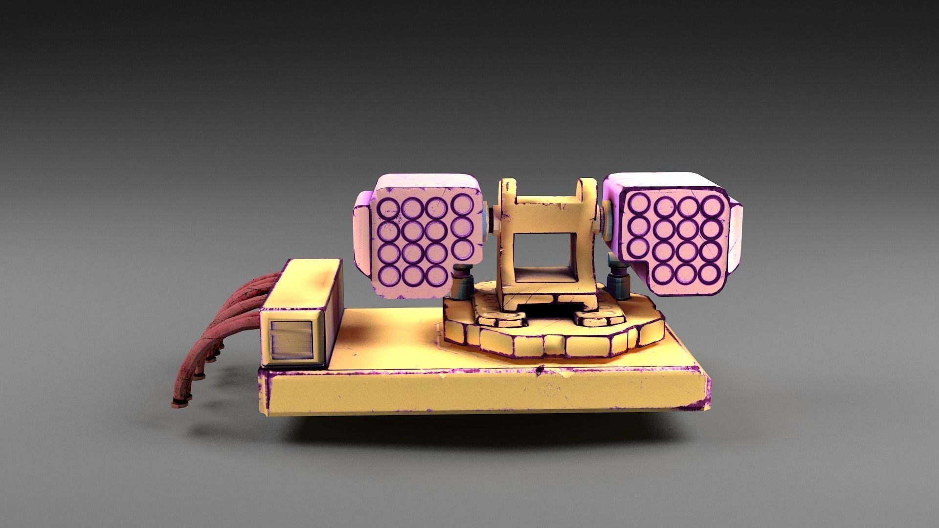 Cartoon flare-gun turret Low-poly 3D model_0