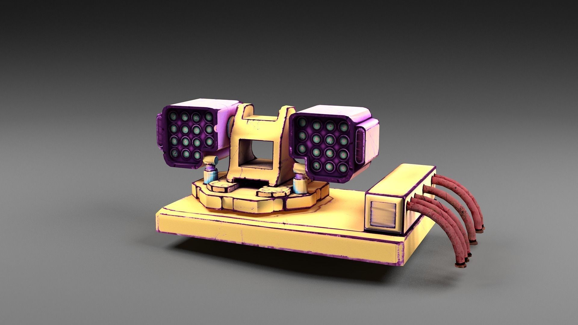 Cartoon flare-gun turret Low-poly 3D model_3