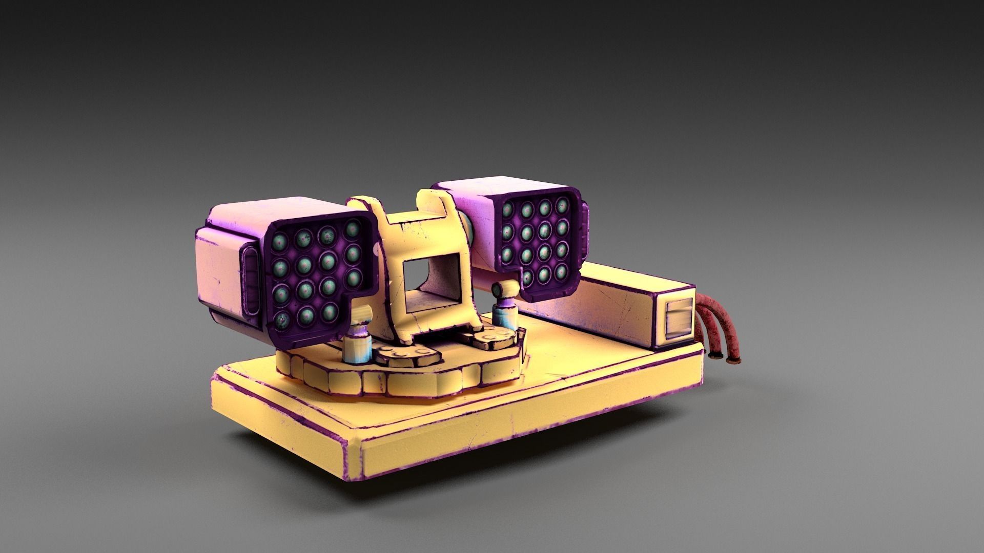 Cartoon flare-gun turret Low-poly 3D model_1