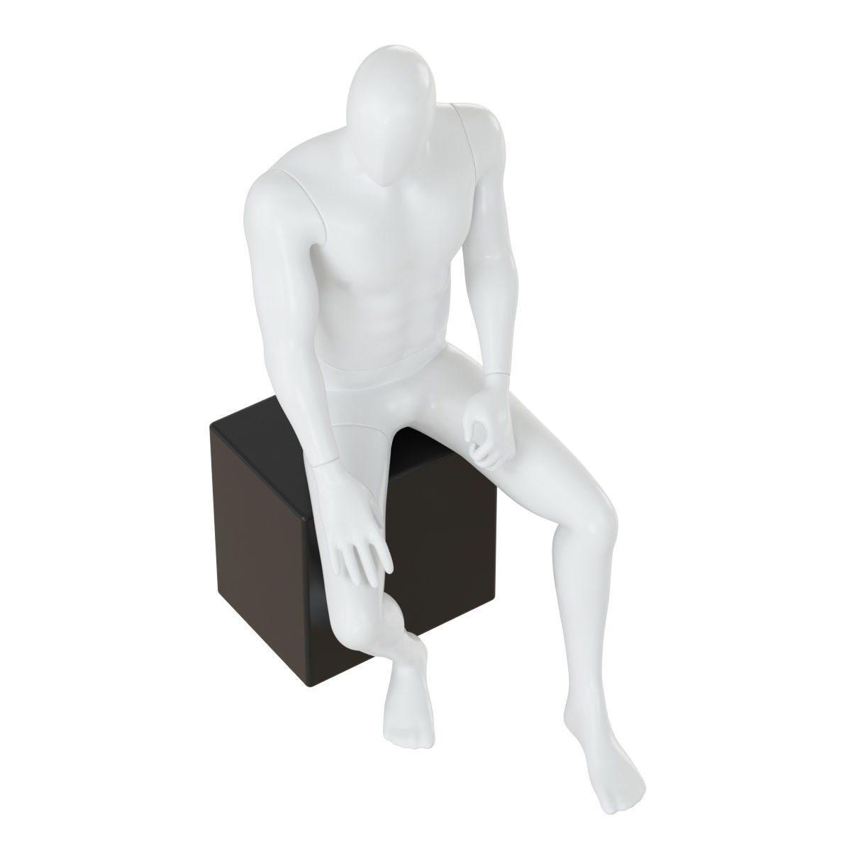 Male faceless mannequin sitting on a white box 71 3D model_3