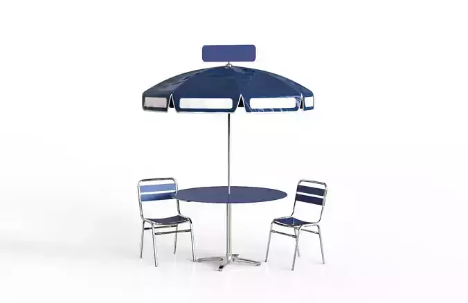 Parasol Set table and chairs with umbrella 3D model