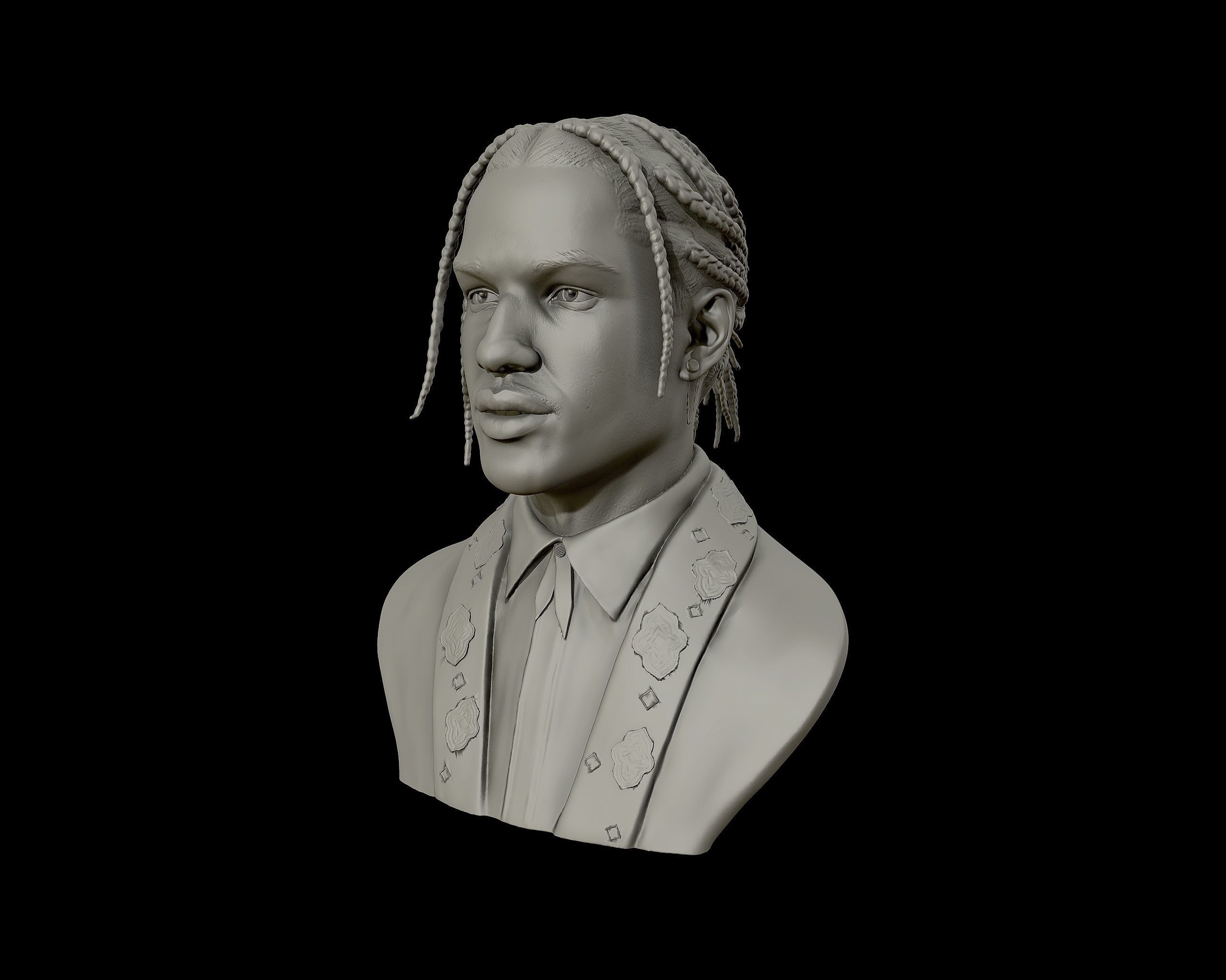 ASAP Rocky Portrait sculpture 3D print model_3