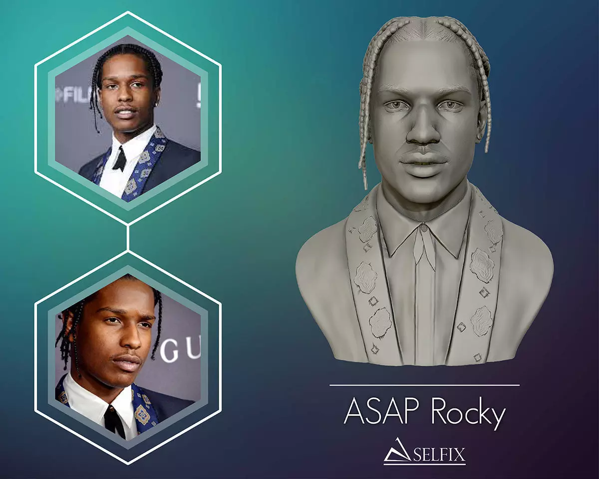ASAP Rocky Portrait sculpture 3D print model_0