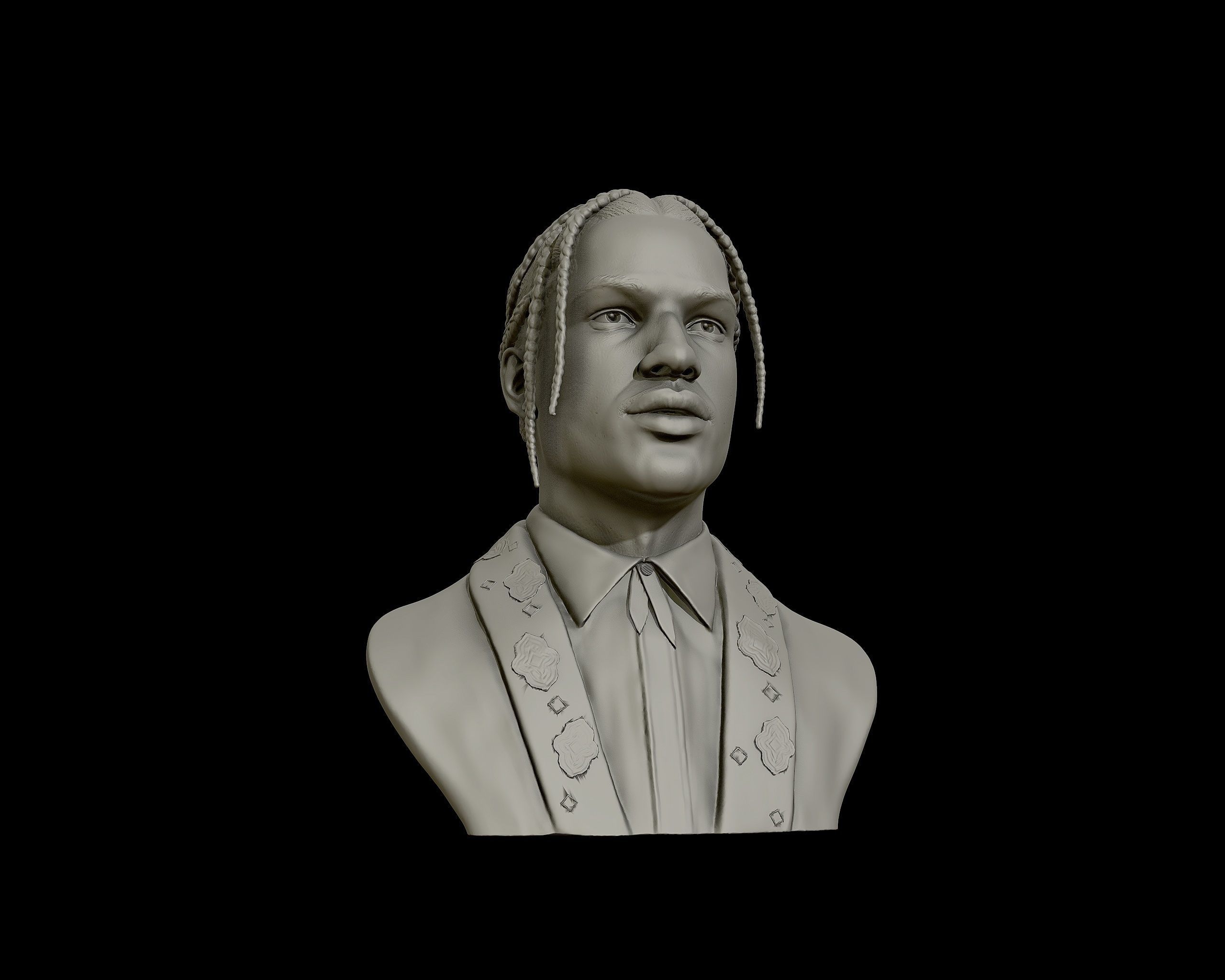 ASAP Rocky Portrait sculpture 3D print model_5